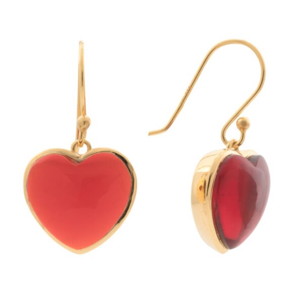 SHAANTI JEWELS Made In India 18k Gold Plated Sterling Silver Garnet Earrings tn - Picture 2 of 4